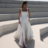 Simple Square Neck Wedding Dresses With Side Slit Elegant Bridal Gown Open Back Design